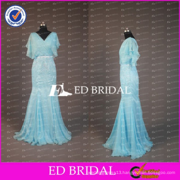 ED Bridal Elegant V Veck Poet Short Sleeve Mermaid Long Chiffon Mother Of The Bride Dress With Sash 2017